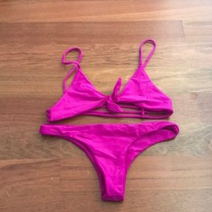 Magenta strappy bikini